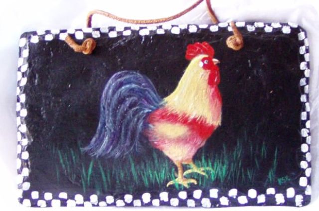 Rooster on slate